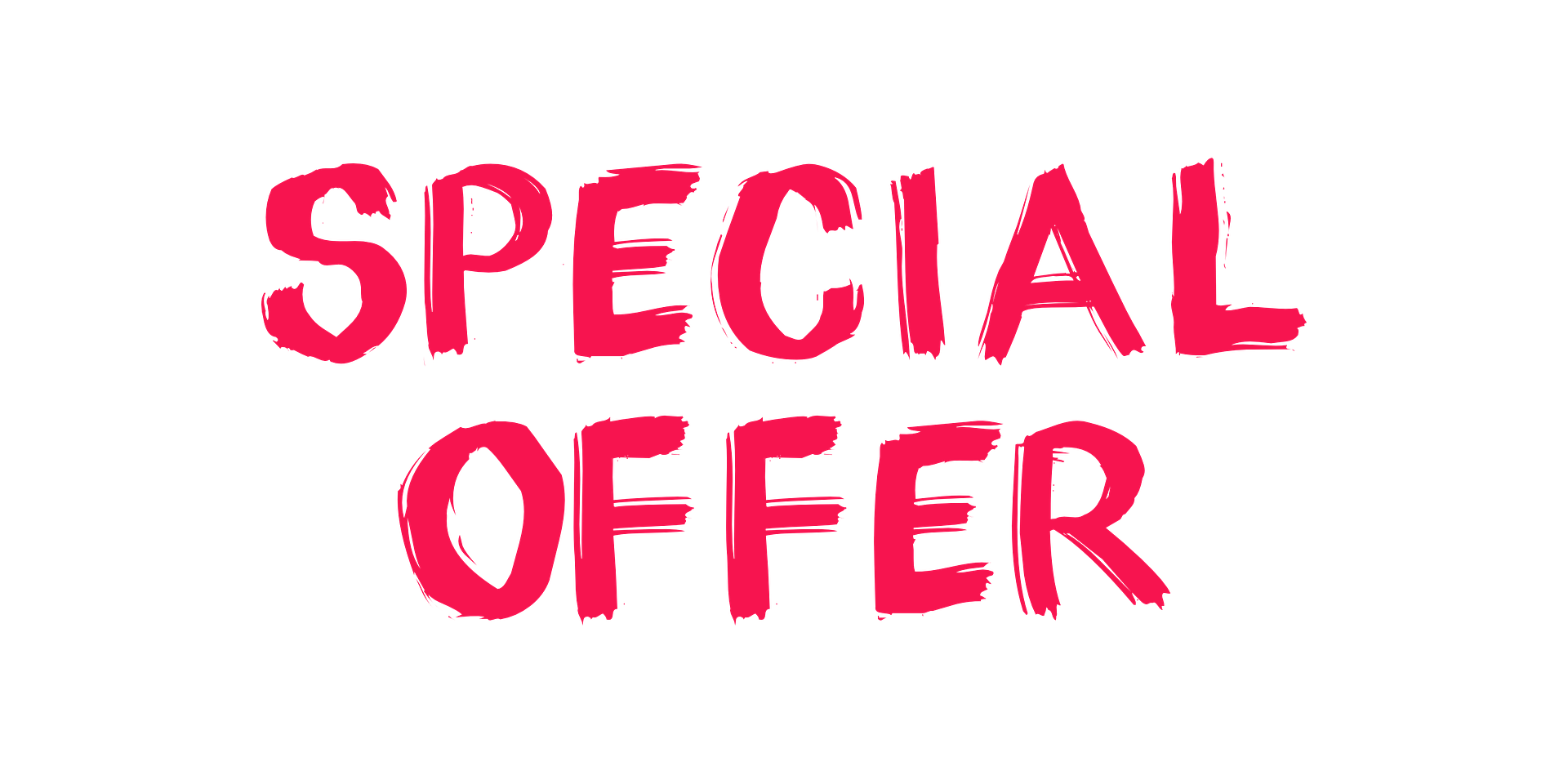 Roter Schriftzug in Großbuchstaben "Special Offer"